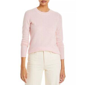 Aqua 100% Cashmere Crew Neck Pullover Sweater Cozy Quiet Luxury Pink - Large